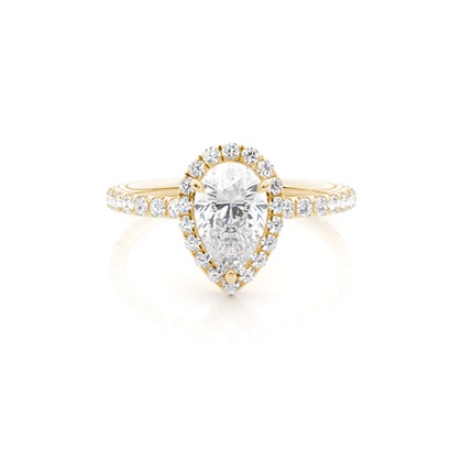 Pear Yellow Gold Side Stone Engagement Rings