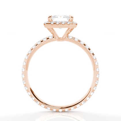 Princess Rose Gold Side Stone Engagement Rings