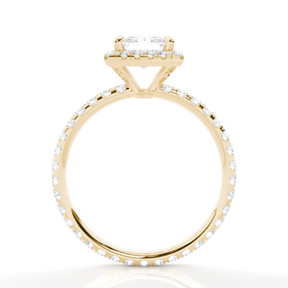 Princess Yellow Gold Side Stone Engagement Rings