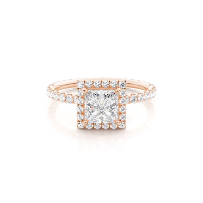 Princess Rose Gold Side Stone Engagement Rings