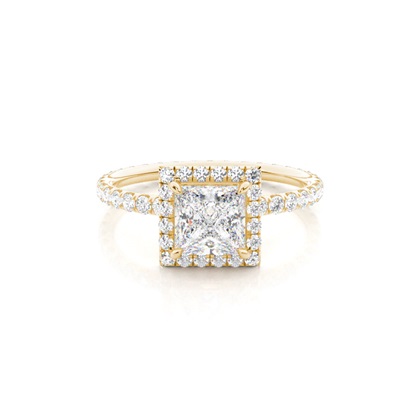 Princess Yellow Gold Side Stone Engagement Rings