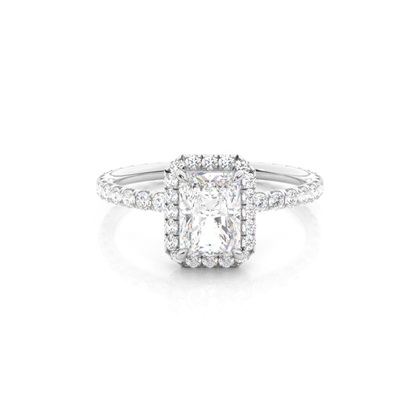 4 Prong Setting Side Stone Halo Engagement Ring