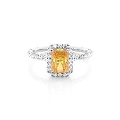 4 Prong Yellow Diamond Halo Engagement Ring