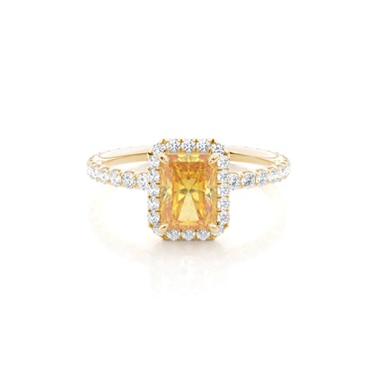 4 Prong Yellow Diamond Halo Engagement Ring