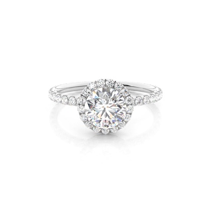 4 Prong Setting Side Stone Halo Engagement Ring