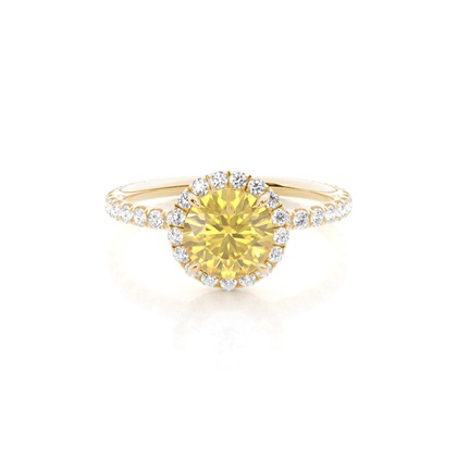 4 Prong Yellow Diamond Halo Engagement Ring