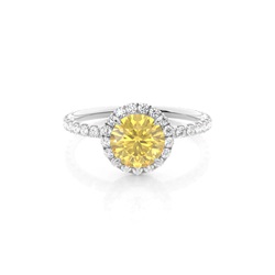4 Prong Yellow Diamond Halo Engagement Ring