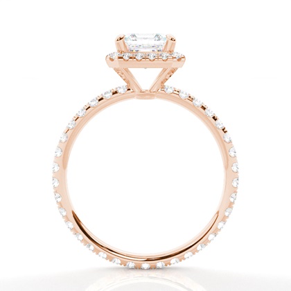 Asscher Rose Gold Side Stone Engagement Rings