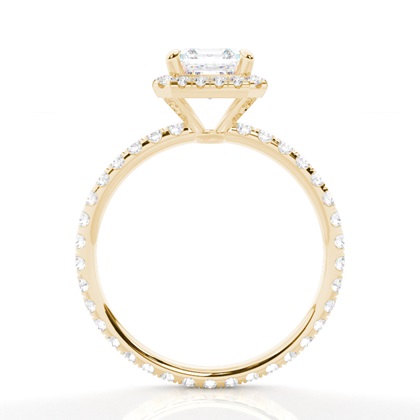 Asscher Yellow Gold Side Stone Engagement Rings