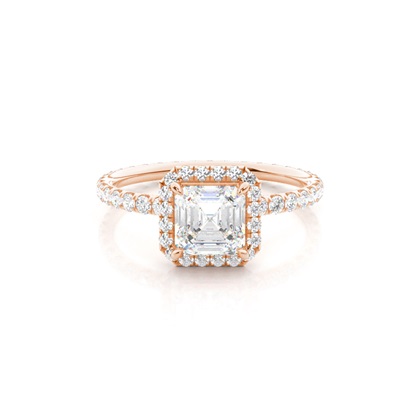 Asscher Rose Gold Side Stone Engagement Rings