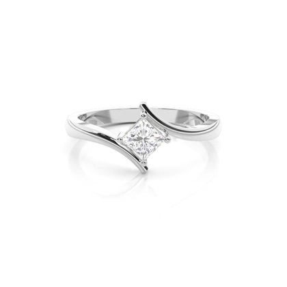 4 Prong Setting Princess Diamond Plain Engagement Ring
