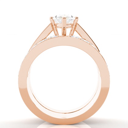 Rose Gold Bridal Engagement and Wedding Bands Ring Sets