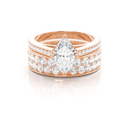 Rose Gold Bridal Set Diamond Engagement Rings