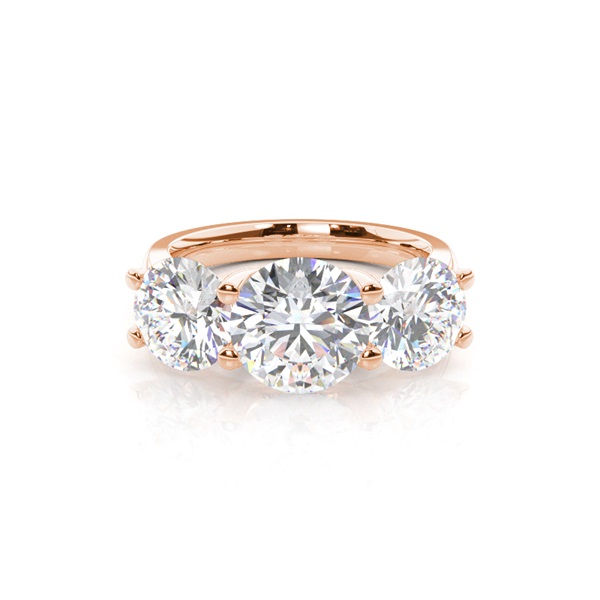 4 Prong Setting Plain Three Stone Ring