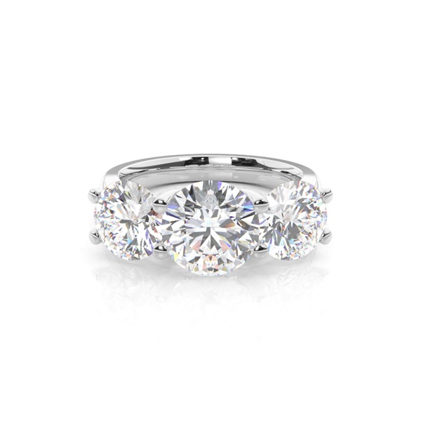 4 Prong Setting Plain Three Stone Ring