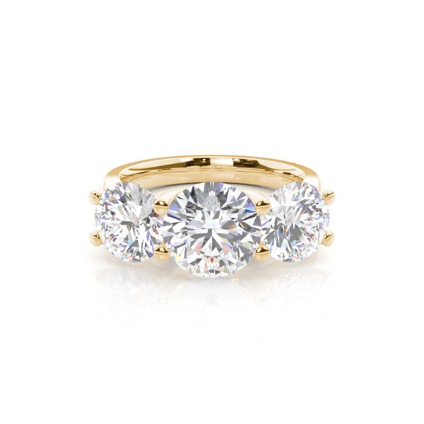 4 Prong Setting Plain Three Stone Ring