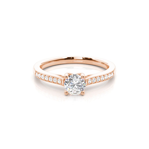 4 Prong Setting Studded Side Stone Engagement Ring