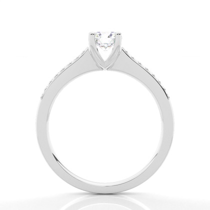 4 Prong Setting Studded Side Stone Engagement Ring