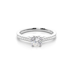 4 Prong Setting Studded Side Stone Engagement Ring