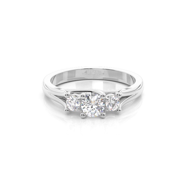 4 Prong Setting Plain Three Stone Ring