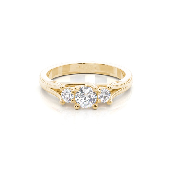 4 Prong Setting Plain Three Stone Ring