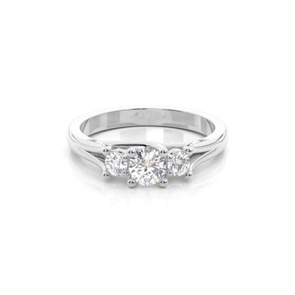 4 Prong Setting Plain Three Stone Ring