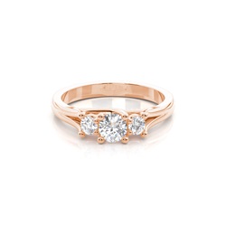 4 Prong Setting Plain Three Stone Ring