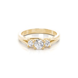 4 Prong Setting Plain Three Stone Ring
