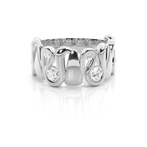 0.75ct. Half Bezel Setting Half Eternity Diamond Ring
