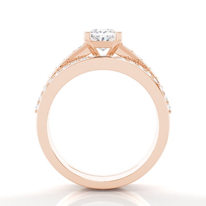 Princess Rose Gold Bridal Set Engagement Rings