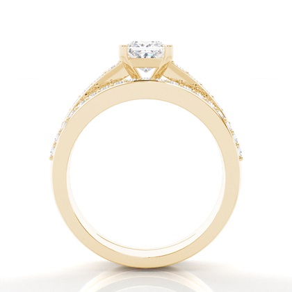 Princess Yellow Gold Bridal Engagement and Wedding Bands Ring Sets