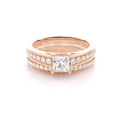 Rose Gold Bridal Set Diamond Engagement Rings