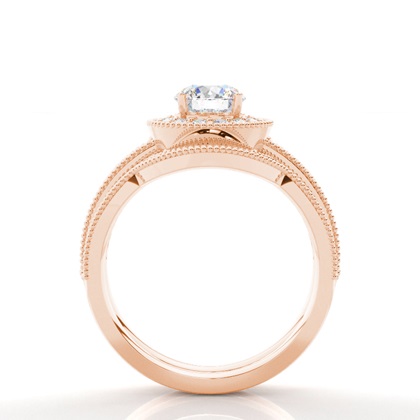 Rose Gold Bridal Engagement and Wedding Bands Ring Sets