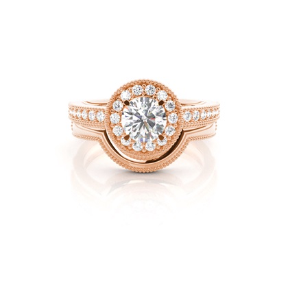Rose Gold Bridal Set Diamond Engagement Rings