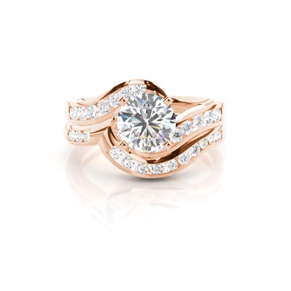 Rose Gold Bridal Set Diamond Engagement Rings