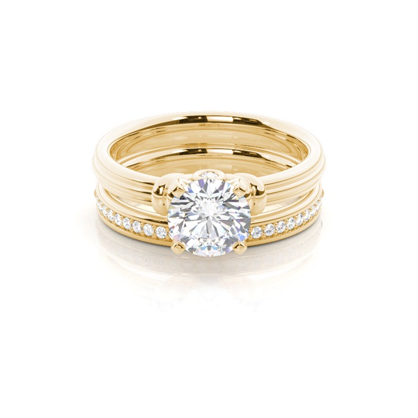 4 Prong Setting Plain Engagement Ring With Matching Band