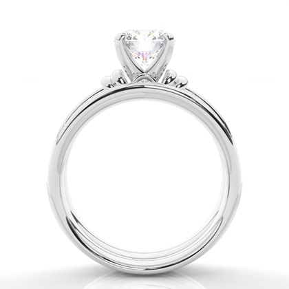 4 Prong Setting Plain Engagement Ring With Matching Band