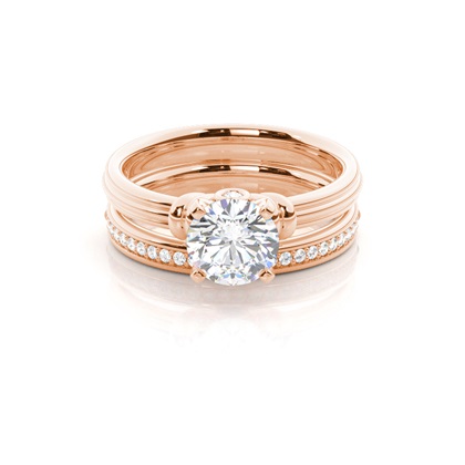 Rose Gold Bridal Set Diamond Engagement Rings