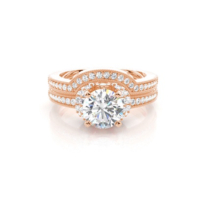 Rose Gold Bridal Set Diamond Engagement Rings