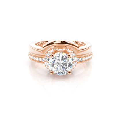 Rose Gold Bridal Set Diamond Engagement Rings