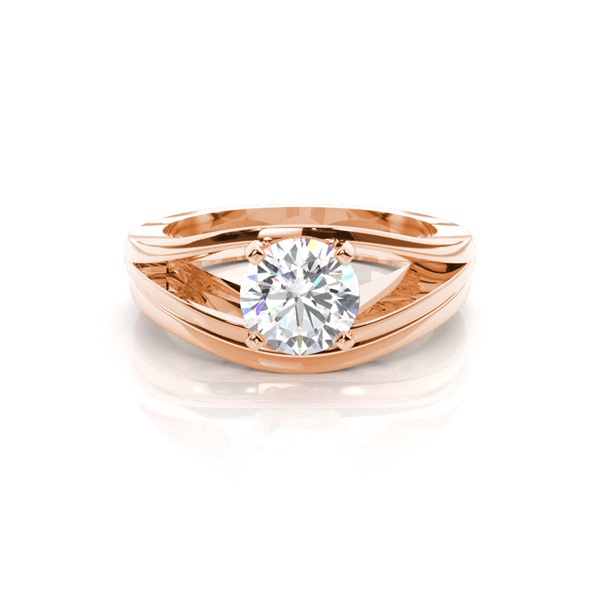 4 Prong Setting Plain Engagement Ring With Matching Band