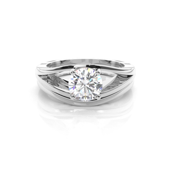 4 Prong Setting Plain Engagement Ring With Matching Band