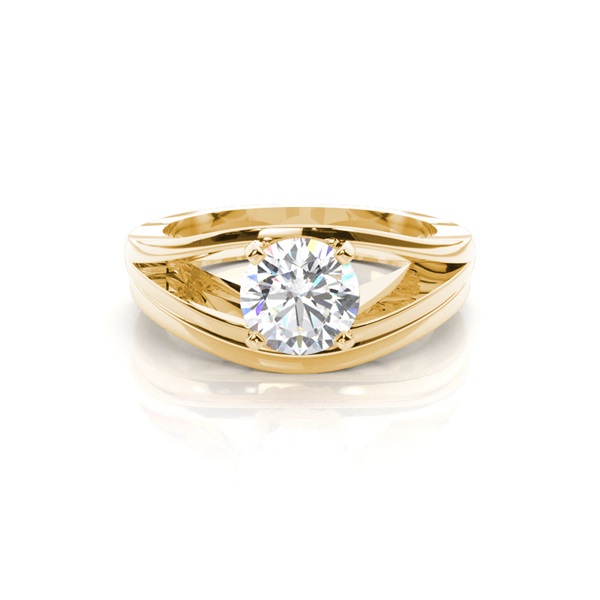 4 Prong Setting Plain Engagement Ring With Matching Band