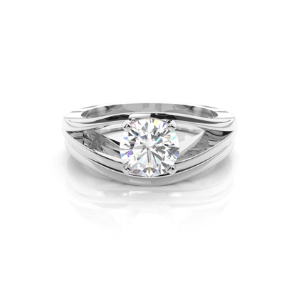 4 Prong Setting Plain Engagement Ring With Matching Band