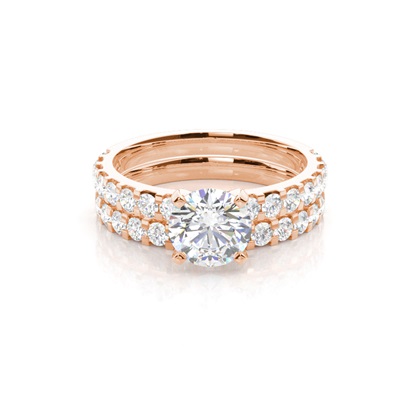 Rose Gold Bridal Set Diamond Engagement Rings