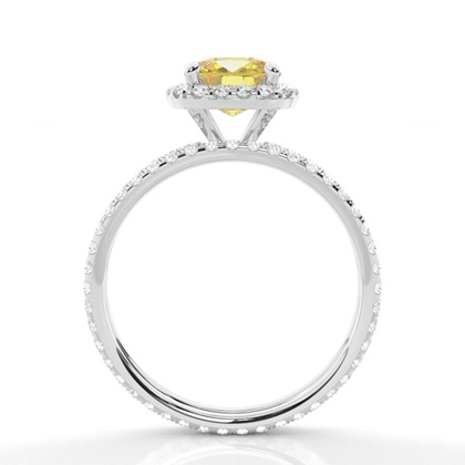 4 Prong Yellow Diamond Halo Bridal Set