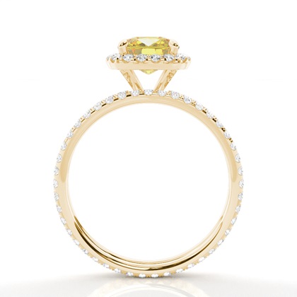 Gelber Diamant Halo Ring Set