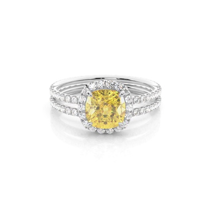 4 Prong Yellow Diamond Halo Bridal Set