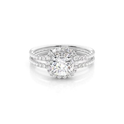 White Gold Cushion Bridal Set Diamond Engagement Ring