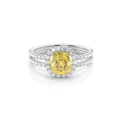 4 Prong Yellow Diamond Halo Bridal Set